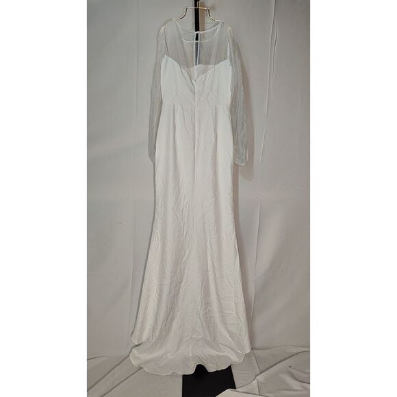 Lulus Immaculate Romance White Sheer Organza Long Sleeve Maxi Dress M - Picture 2 of 2